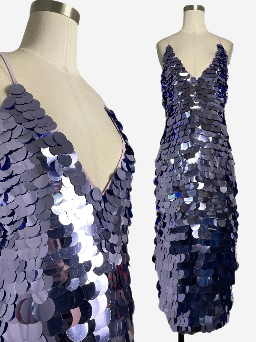 ASOS Design NWT Purple disc sequin v-neck midi dress maximalist bold event S